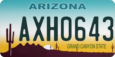 AZ license plate AXH0643