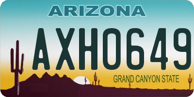 AZ license plate AXH0649