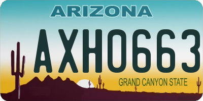 AZ license plate AXH0663