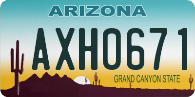 AZ license plate AXH0671