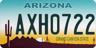 AZ license plate AXH0722
