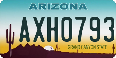 AZ license plate AXH0793