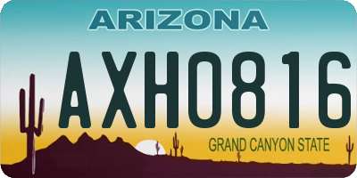 AZ license plate AXH0816