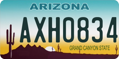AZ license plate AXH0834