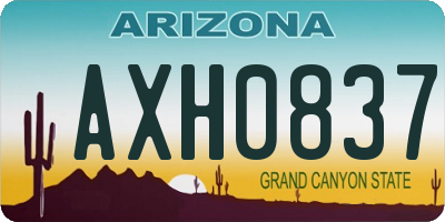 AZ license plate AXH0837