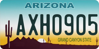 AZ license plate AXH0905