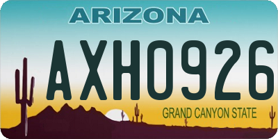 AZ license plate AXH0926