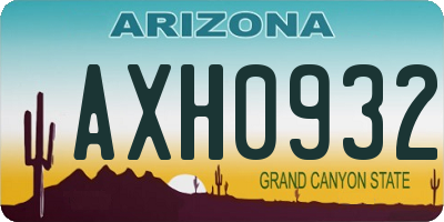 AZ license plate AXH0932