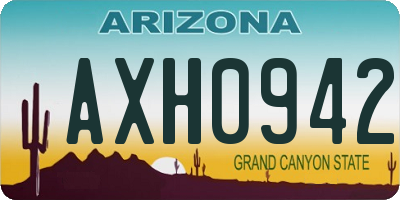 AZ license plate AXH0942