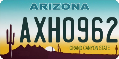 AZ license plate AXH0962