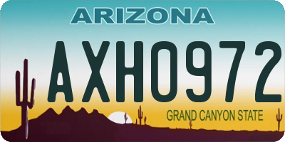 AZ license plate AXH0972