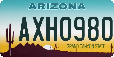 AZ license plate AXH0980