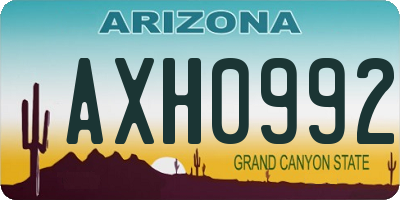 AZ license plate AXH0992