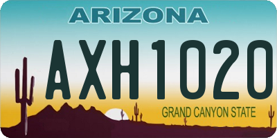 AZ license plate AXH1020