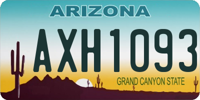 AZ license plate AXH1093