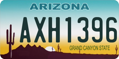 AZ license plate AXH1396