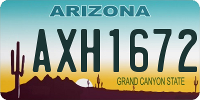 AZ license plate AXH1672