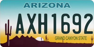 AZ license plate AXH1692