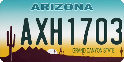 AZ license plate AXH1703