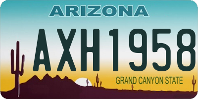 AZ license plate AXH1958