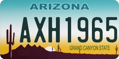 AZ license plate AXH1965