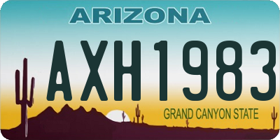 AZ license plate AXH1983