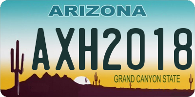 AZ license plate AXH2018