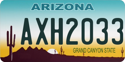 AZ license plate AXH2033