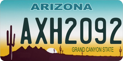 AZ license plate AXH2092