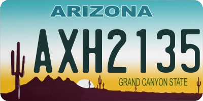 AZ license plate AXH2135