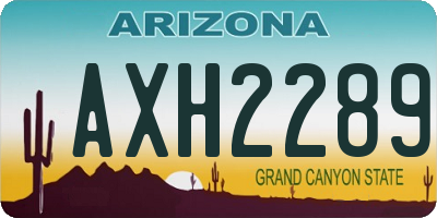 AZ license plate AXH2289