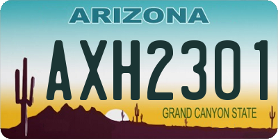 AZ license plate AXH2301