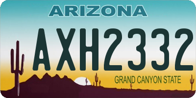 AZ license plate AXH2332