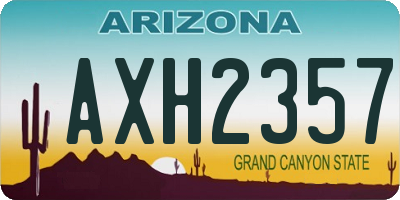 AZ license plate AXH2357