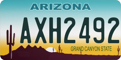 AZ license plate AXH2492