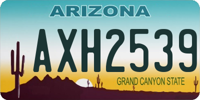 AZ license plate AXH2539
