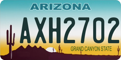AZ license plate AXH2702