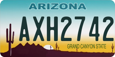 AZ license plate AXH2742