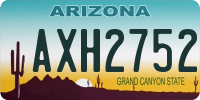 AZ license plate AXH2752