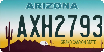 AZ license plate AXH2793