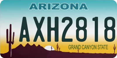 AZ license plate AXH2818