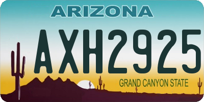 AZ license plate AXH2925