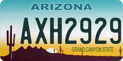 AZ license plate AXH2929