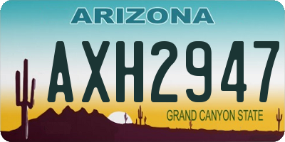 AZ license plate AXH2947