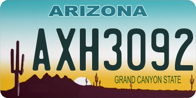 AZ license plate AXH3092
