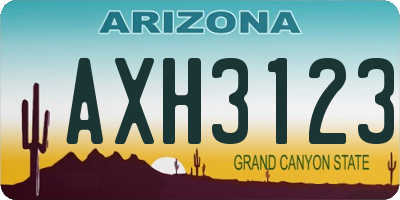 AZ license plate AXH3123