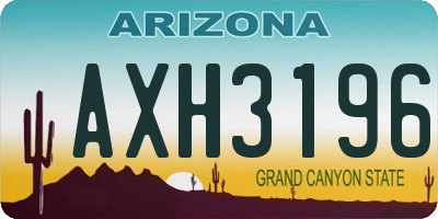 AZ license plate AXH3196