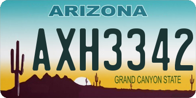 AZ license plate AXH3342