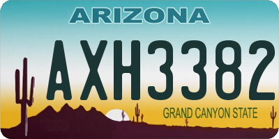 AZ license plate AXH3382