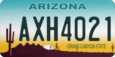 AZ license plate AXH4021
